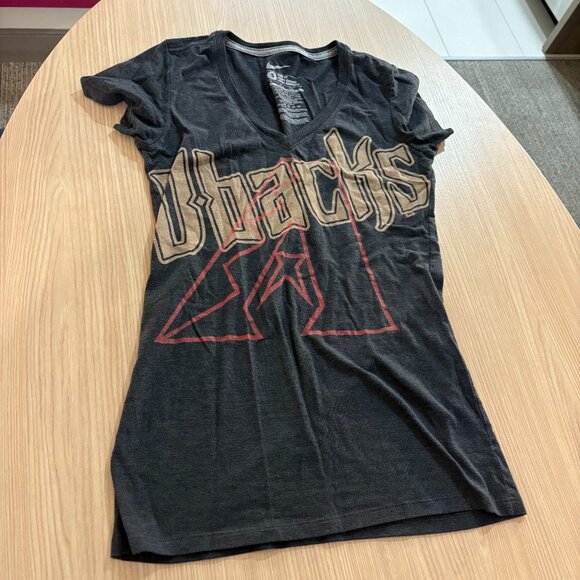 Arizona Diamondbacks T Shirt Women's Small Gray Nike Deep V Neck Short Sleeve - Picture 1 of 3